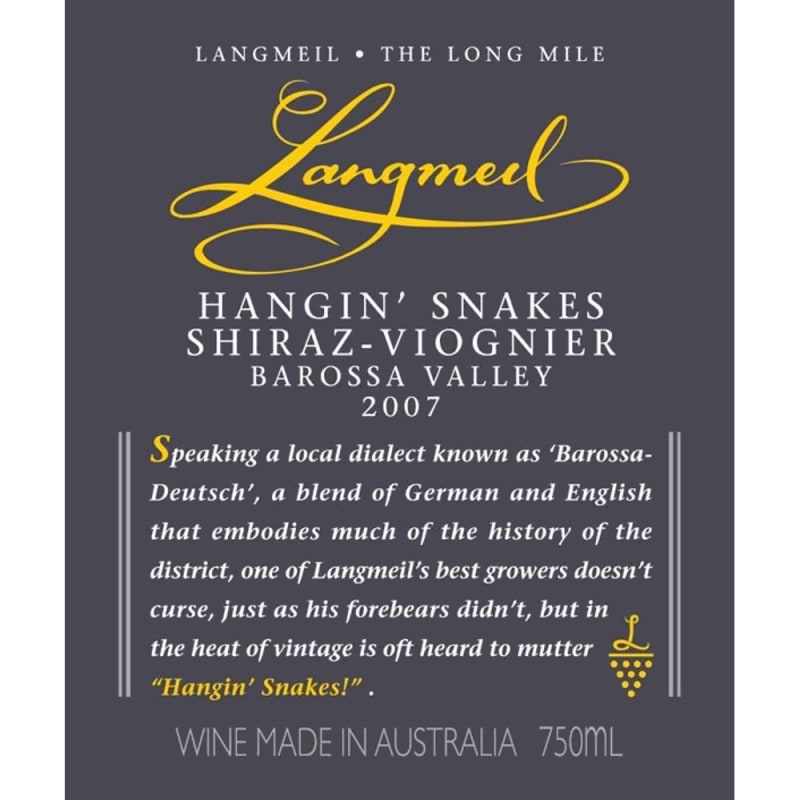 Langmeil Hangin' Snakes Shiraz-Viognier 2007 Front Label