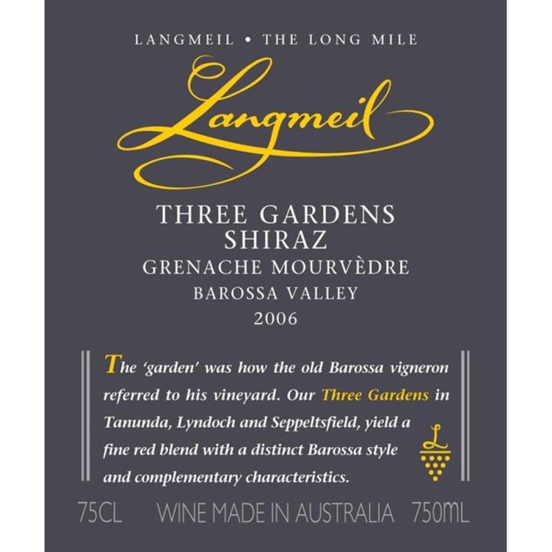 Langmeil Three Gardens SMG 2006 Front Label