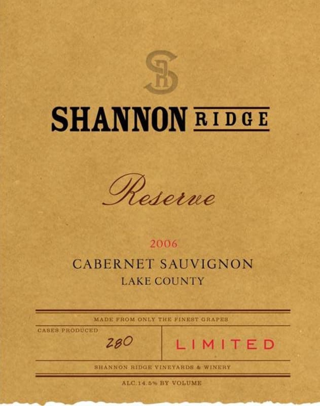 Shannon Reserve Cabernet Sauvignon 2006 Front Label