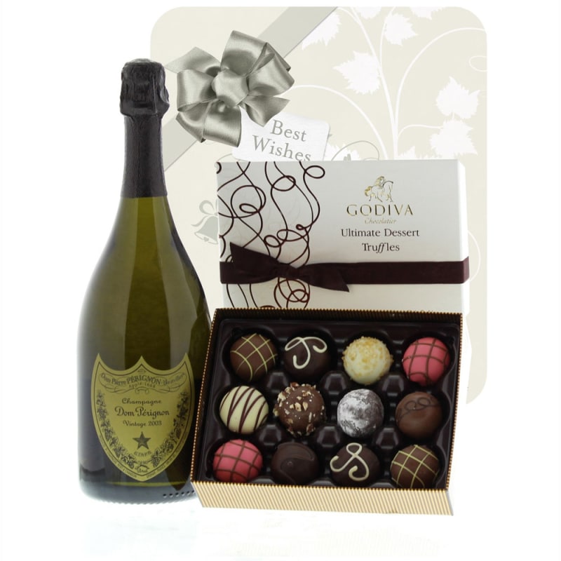 Wedding Bells, Dom Perignon, & Godiva Truffles Gift Set Gift Product Image