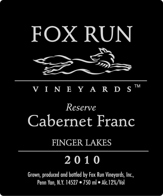 Fox Run Vineyards Reserve Cabernet Franc 2010 Front Label