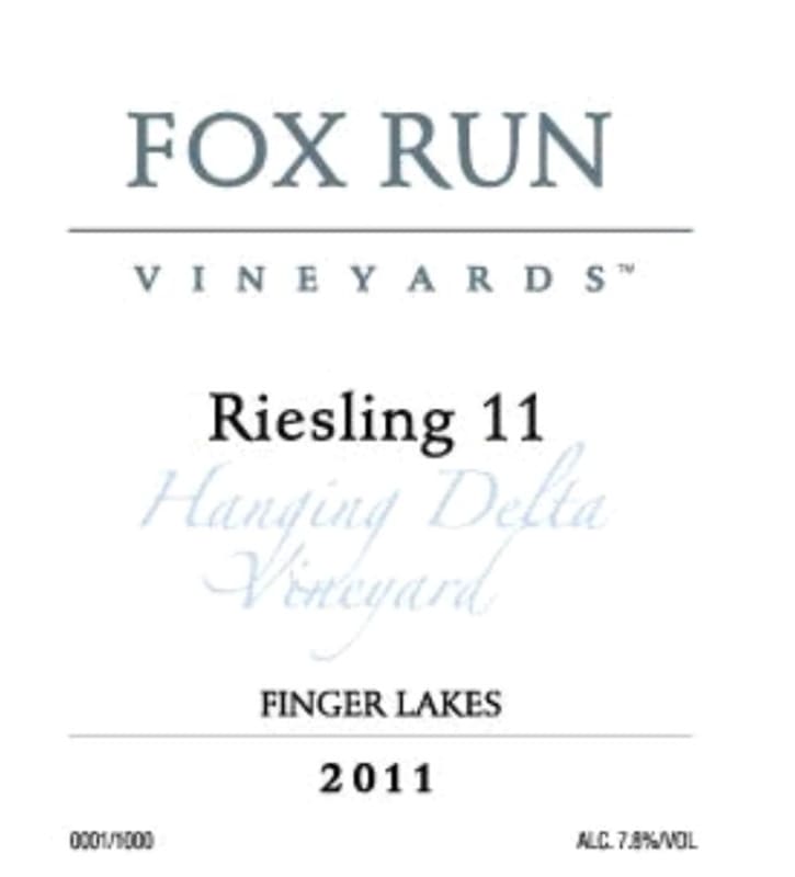 Fox Run Vineyards Hanging Delta Vineyard Riesling 11 2011 Front Label