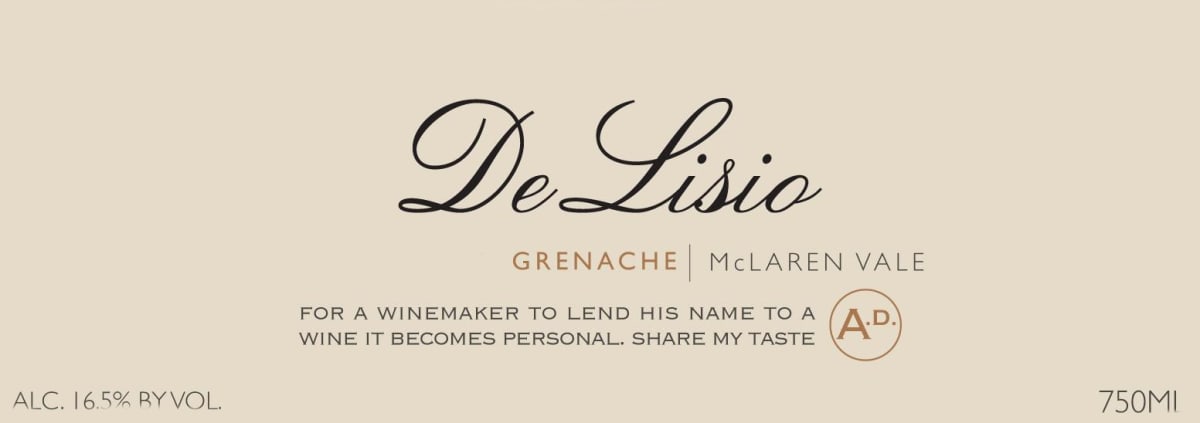 De Lisio Grenache 2005 Front Label