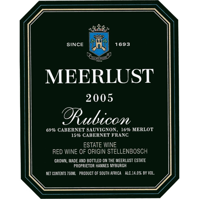 Meerlust Rubicon 2005 Front Label