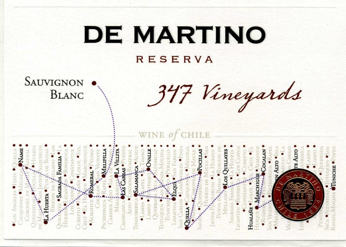 De Martino 347 Vineyards Reserva Sauvignon Blanc 2013 Front Label