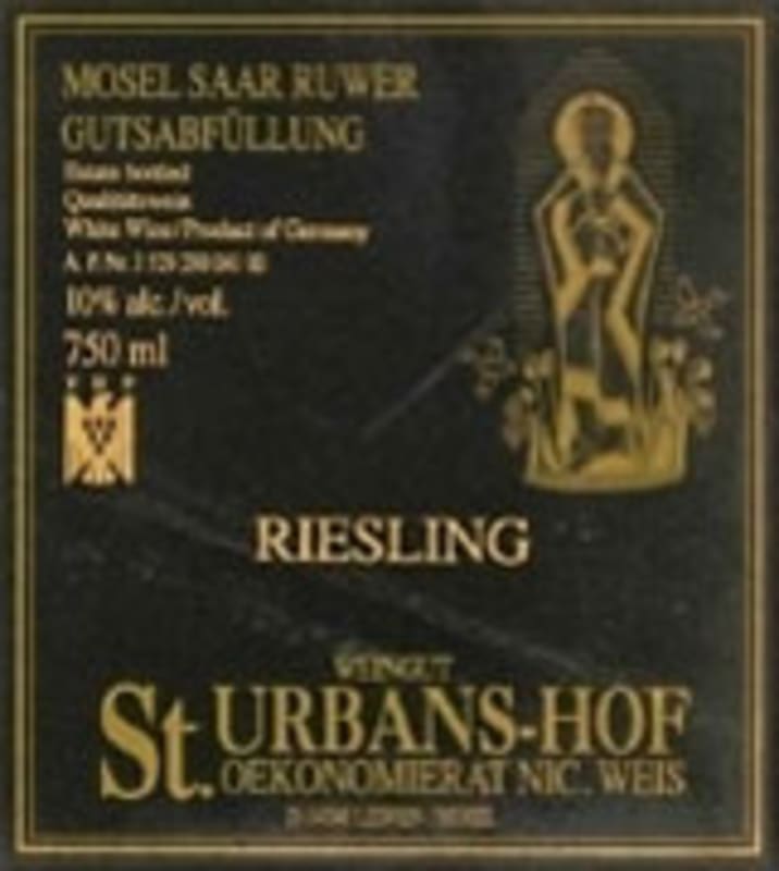 Nik Weis St. Urbans-Hof Mosel Estate Riesling QbA 2008 Front Label