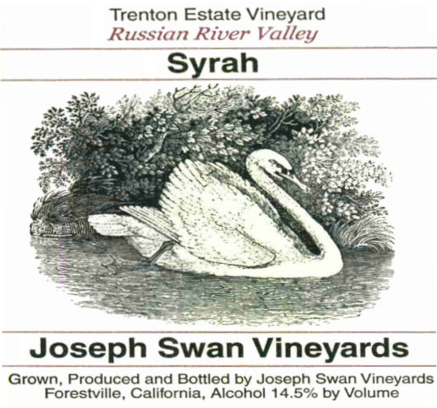 Joseph Swan Trenton Estate Vineyard Syrah 2010 Front Label