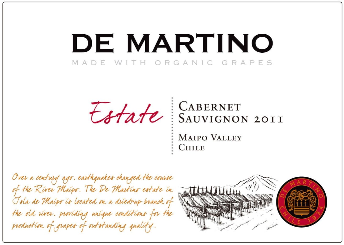 De Martino Estate Cabernet Sauvignon 2011 Front Label
