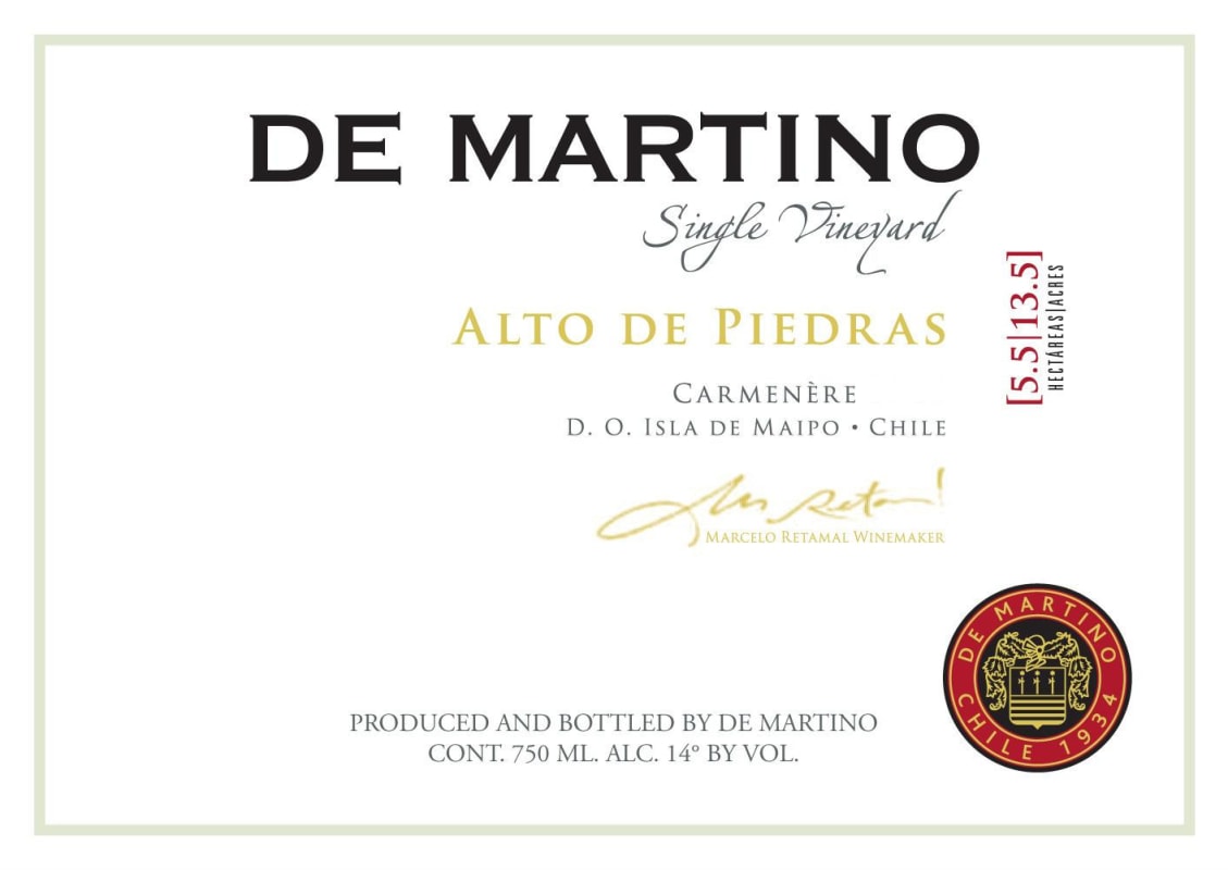 De Martino Alto de Piedras Carmenere 2011 Front Label