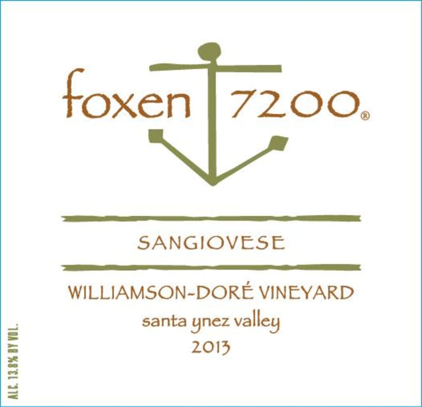 Foxen 7200 Williamson-Dore Vineyard Sangiovese 2013 Front Label