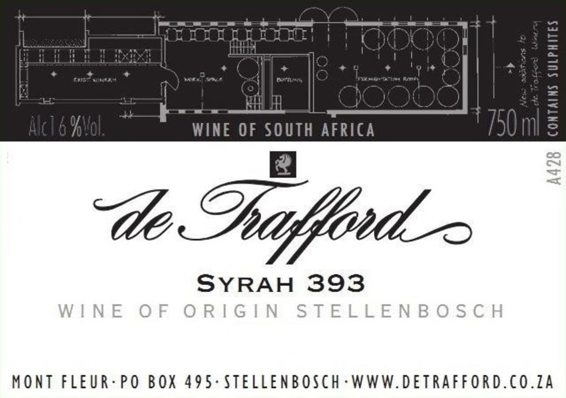 de Trafford 393 Shiraz 2011 Front Label