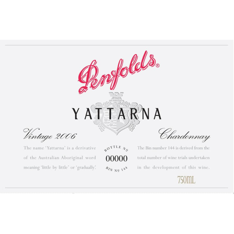 Penfolds Yattarna Chardonnay 2006 Front Label