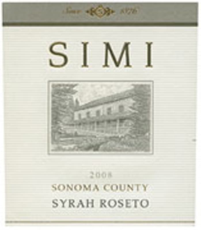 Simi Roseto 2008 Front Label