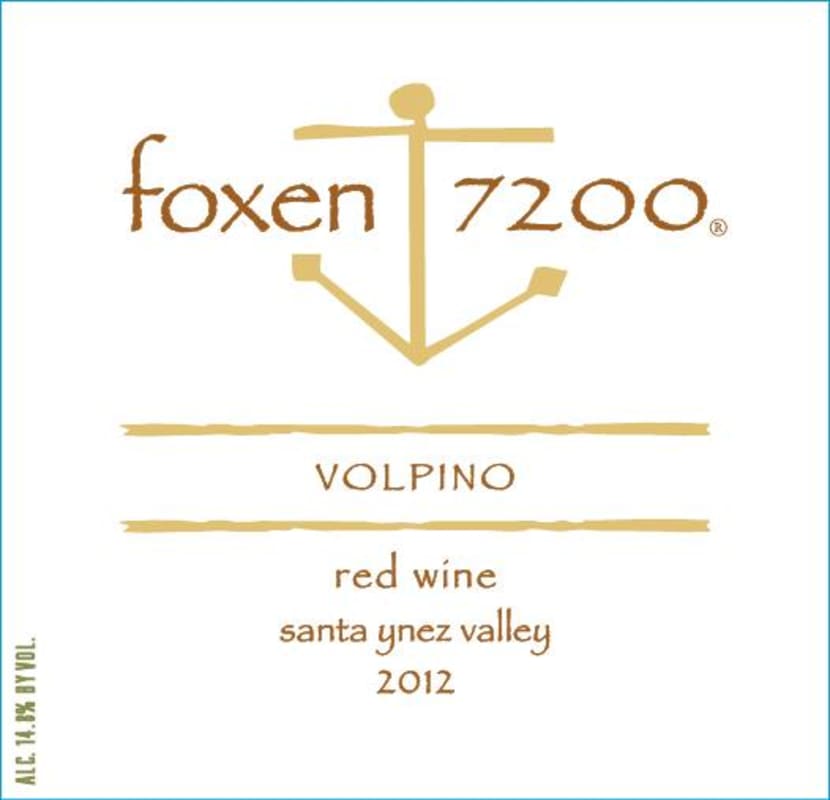 Foxen 7200 Volpino Red Wine 2012 Front Label