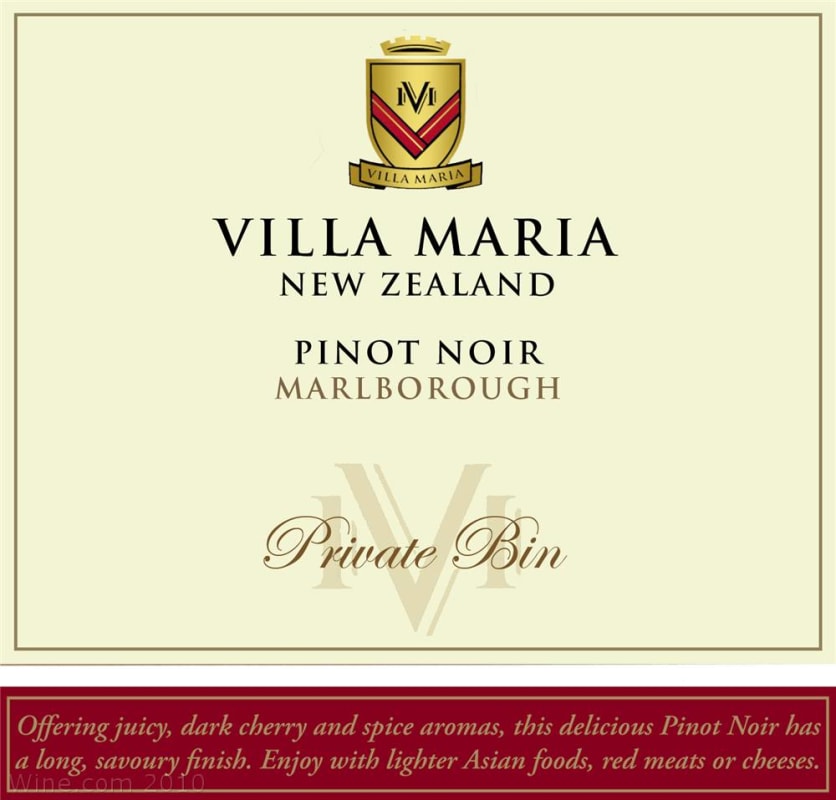 Villa Maria Private Bin Pinot Noir 2008 Front Label