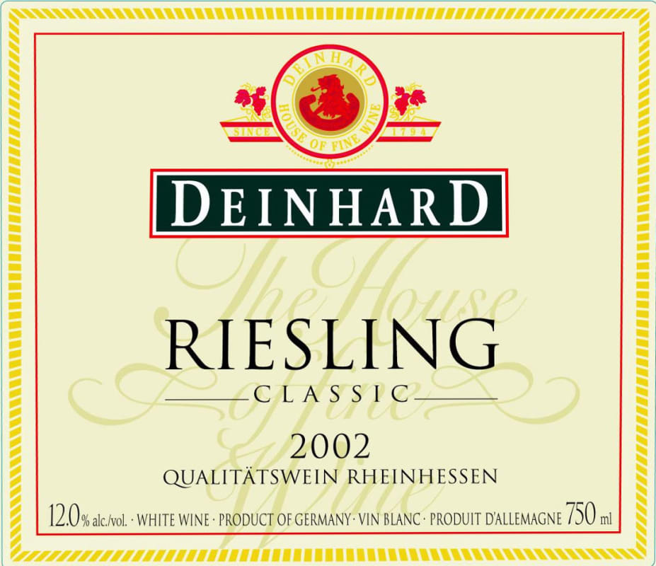Deinhard Classic Riesling 2002 Front Label