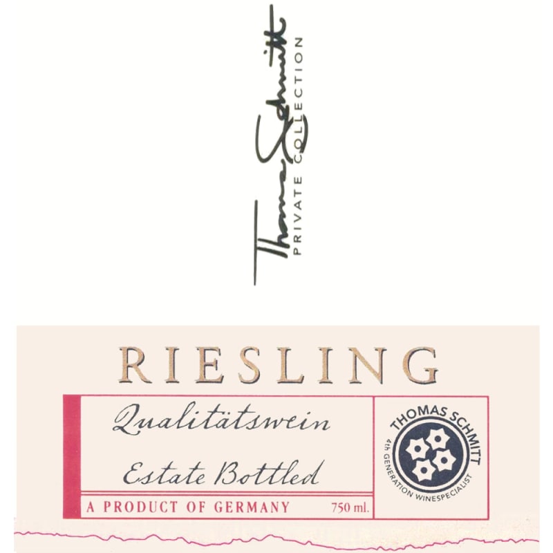 Schmitt Sohne Thomas Schmitt Riesling QbA 2007 Front Label