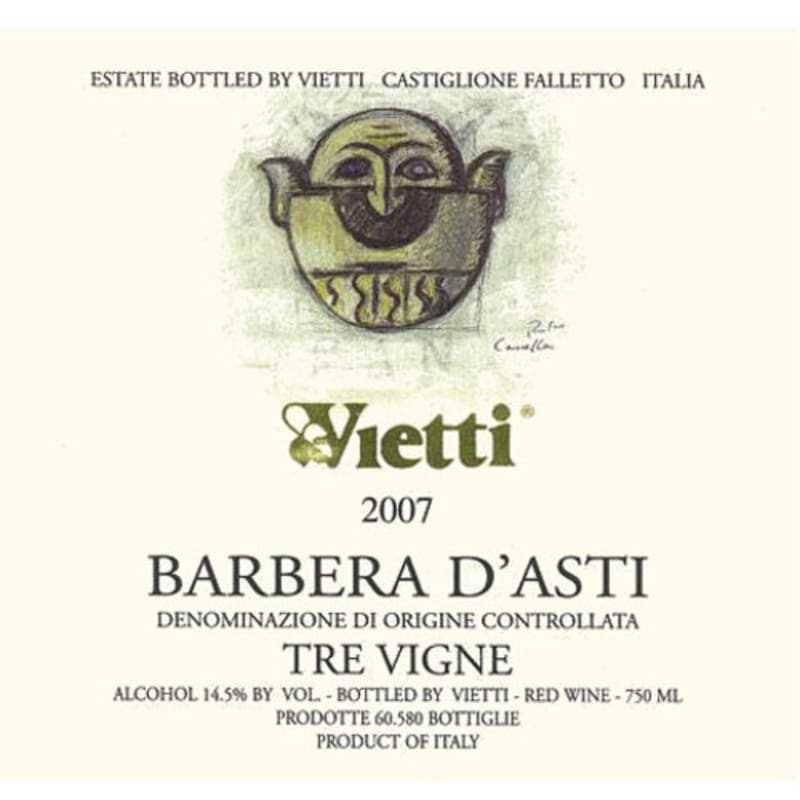 Vietti Barbera d'Asti Tre Vigne 2007 Front Label