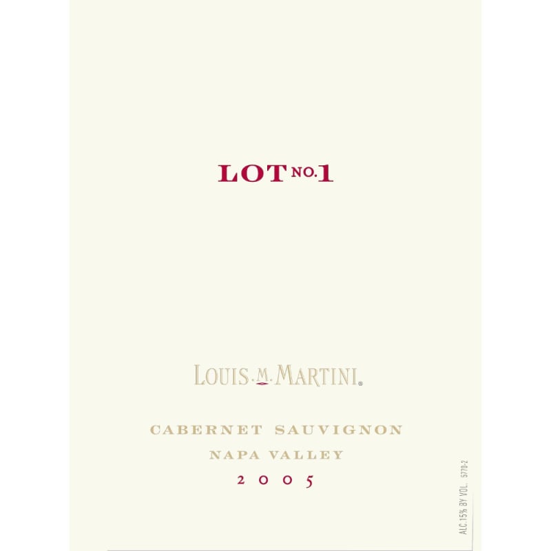 Louis Martini Lot One Red Wine 2005 Front Label