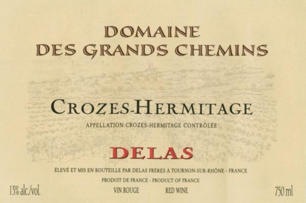 Delas Crozes Hermitage Domaine des Grands Chemins 2012 Front Label