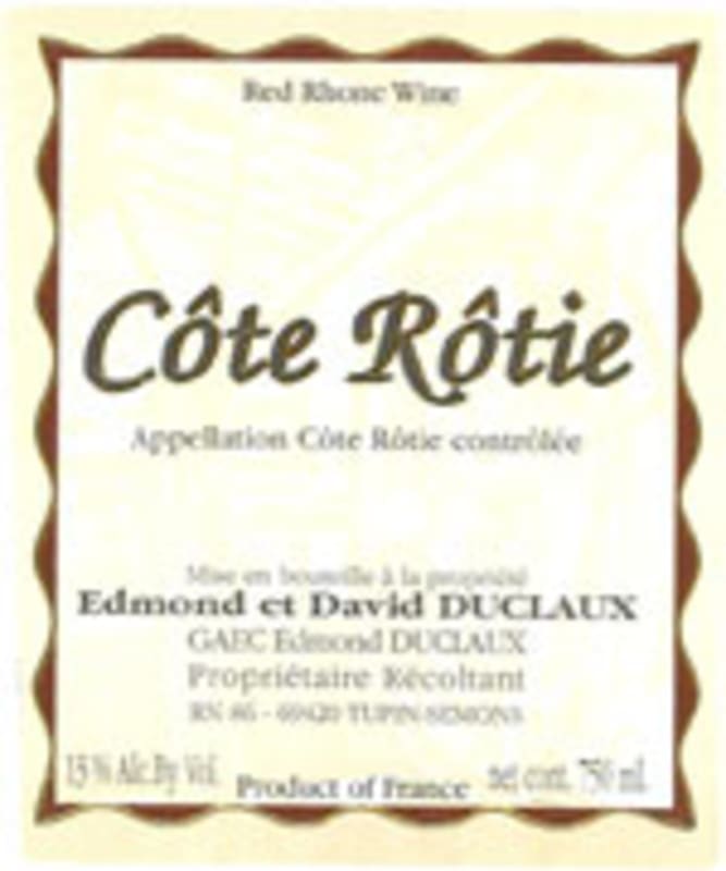 Domaine Duclaux Cote Rotie 2004 Front Label