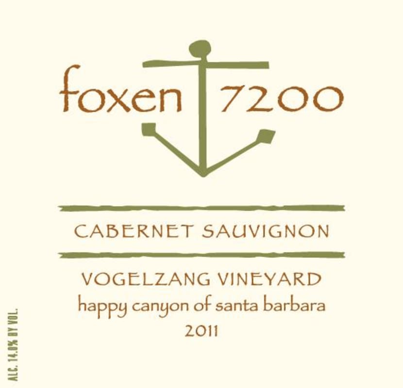 Foxen 7200 Vogelzang Vineyard Cabernet Sauvignon 2011 Front Label