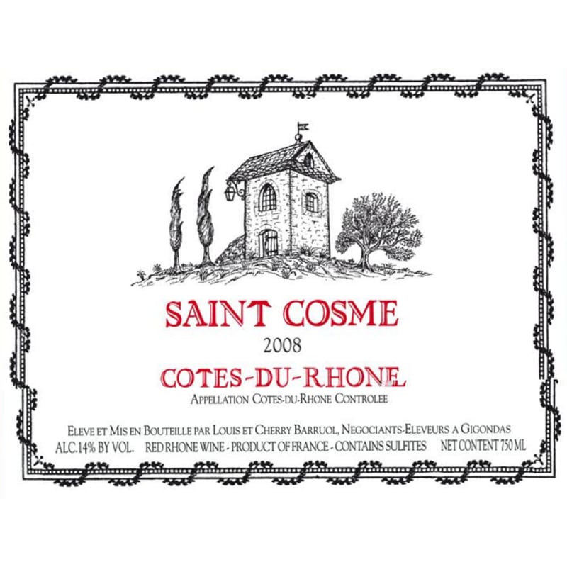 Chateau de Saint Cosme Cotes-du-Rhone 2008 Front Label