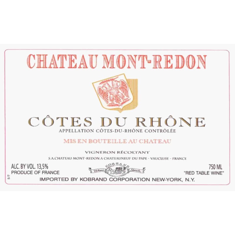 Chateau Mont-Redon Cotes du Rhone 2007 Front Label