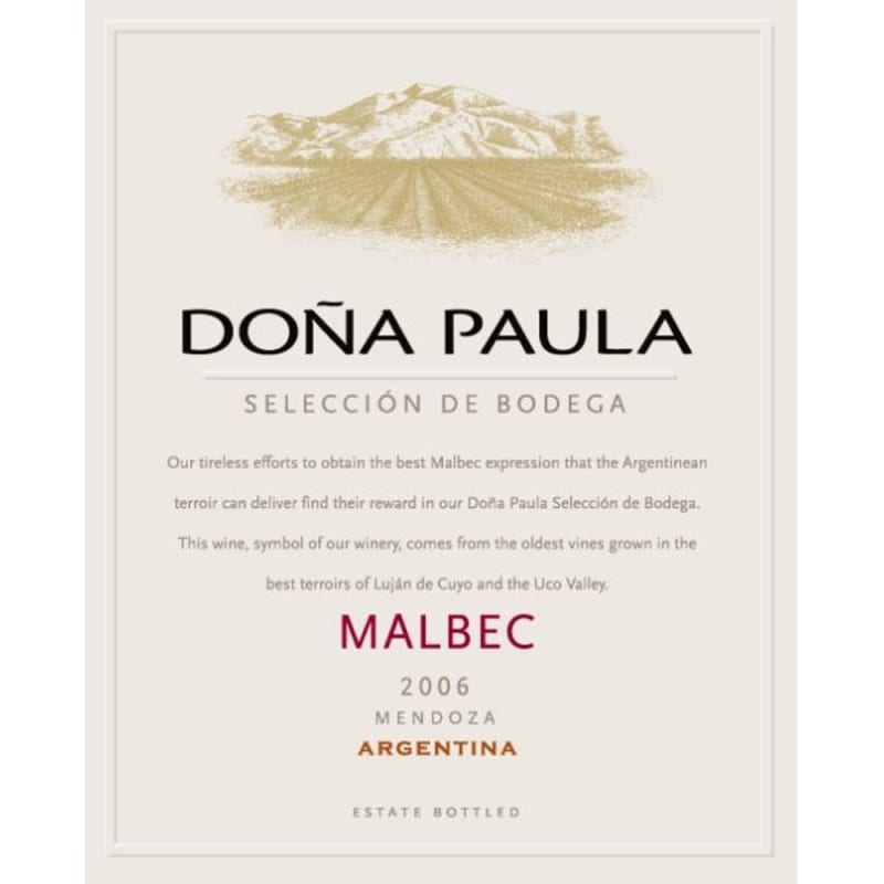 Dona Paula Seleccion de Bodega Malbec 2006 Front Label