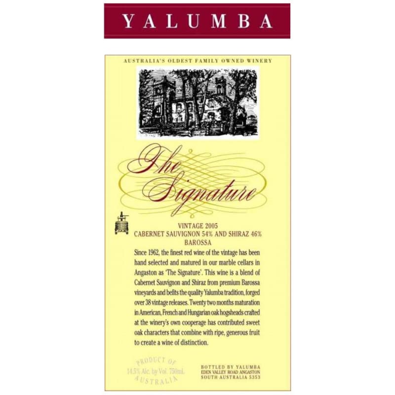 Yalumba The Signature Cabernet-Shiraz 2005 Front Label