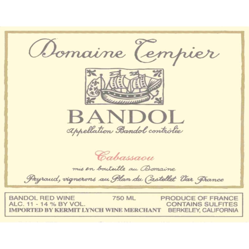 Domaine Tempier La Cabassaou Bandol Cuvee Speciale 2006 Front Label