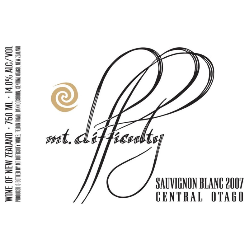 Mt Difficulty Sauvignon Blanc 2007 Front Label
