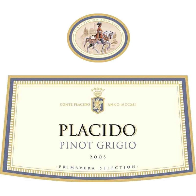 Placido Pinot Grigio 2008 Front Label
