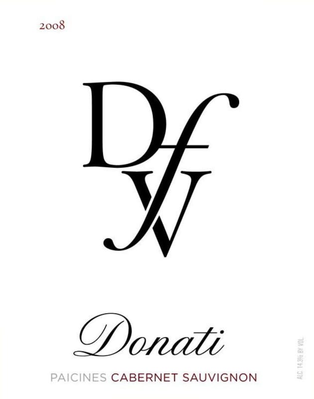 Donati Family Vineyards Cabernet Sauvignon 2008 Front Label