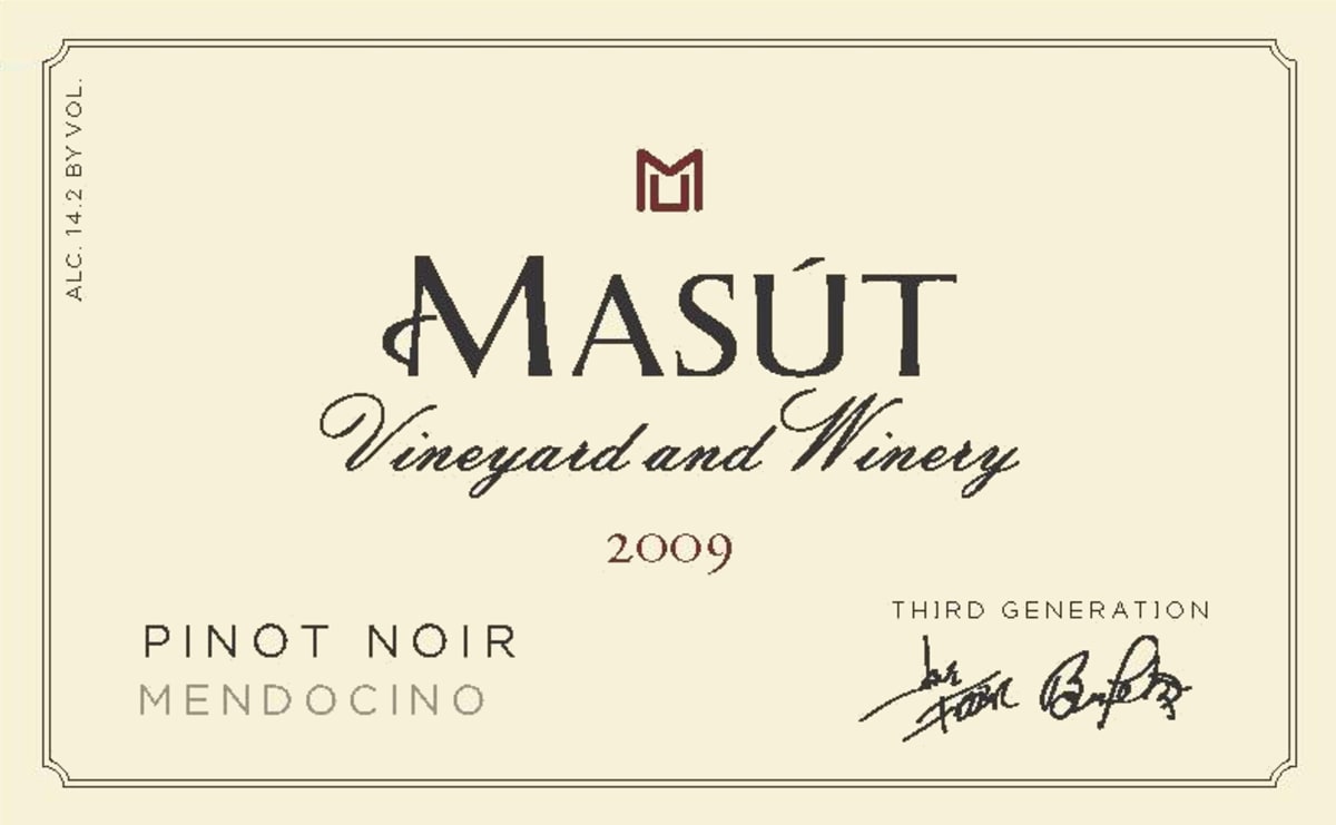 Masut Estate Pinot Noir 2009 Front Label