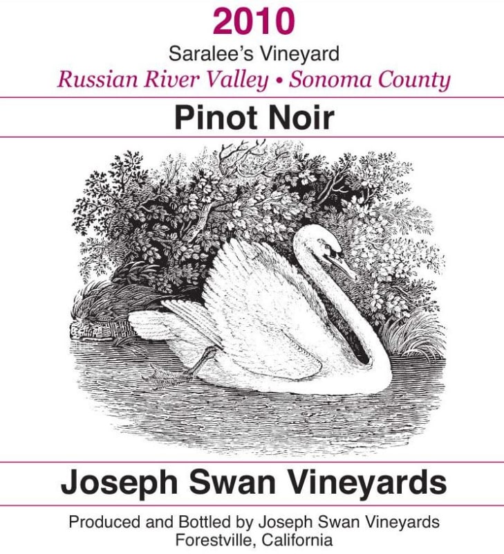 Joseph Swan Saralee's Vineyard Pinot Noir 2010 Front Label