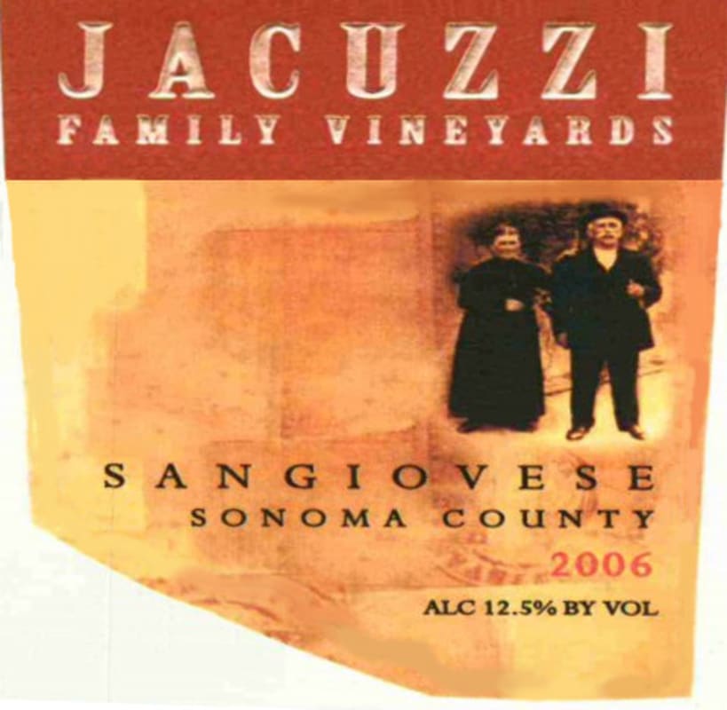 Jacuzzi Sangiovese 2006 Front Label