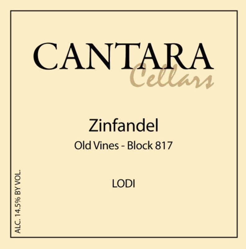 Cantara Cellars Mohr-Fry Ranches Block 817 Old Vines Zinfandel 2012 Front Label