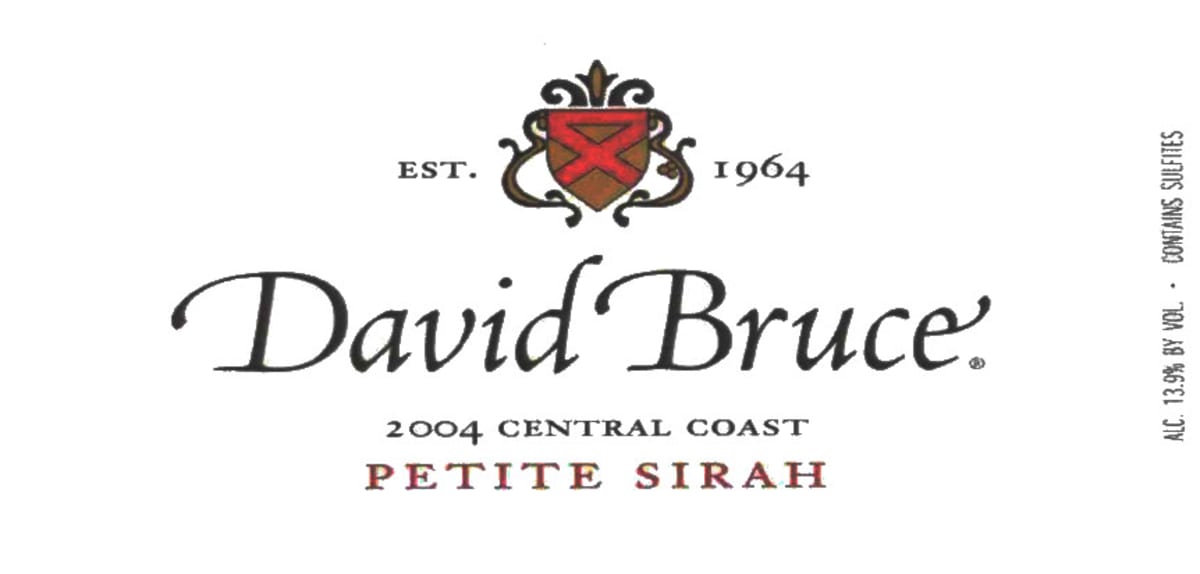 David Bruce Central Coast Petite Syrah 2004 Front Label