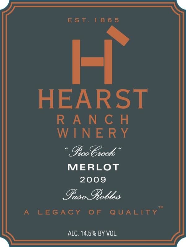 Hearst Ranch Pico Creek Merlot 2009 Front Label