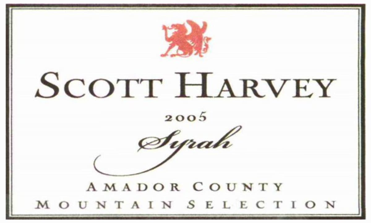 Scott Harvey Mountain Selection Syrah 2005 Front Label