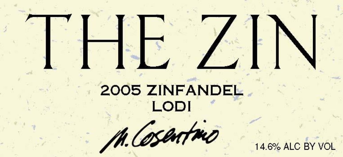 Cosentino The Zin Zinfandel 2005 Front Label