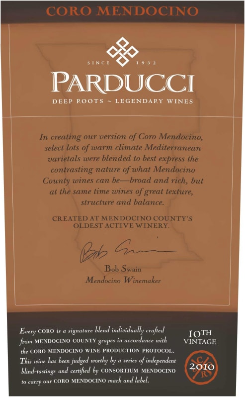 Parducci Coro 2010 Front Label