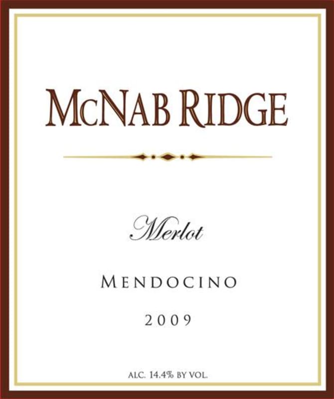 McNab Ridge Winery Merlot 2009 Front Label