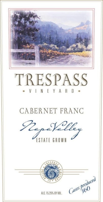 Trespass Vineyard Cabernet Franc 2010 Front Label
