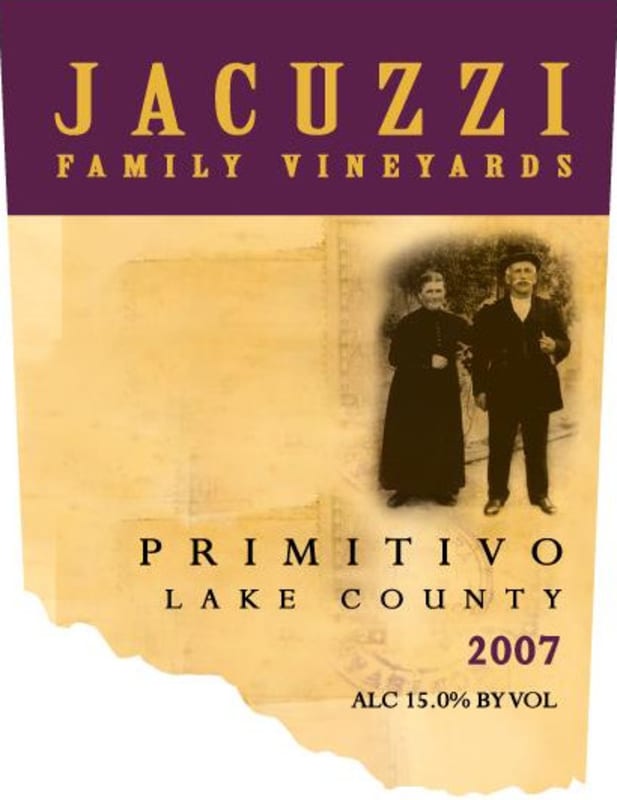 Jacuzzi Primitivo 2007 Front Label