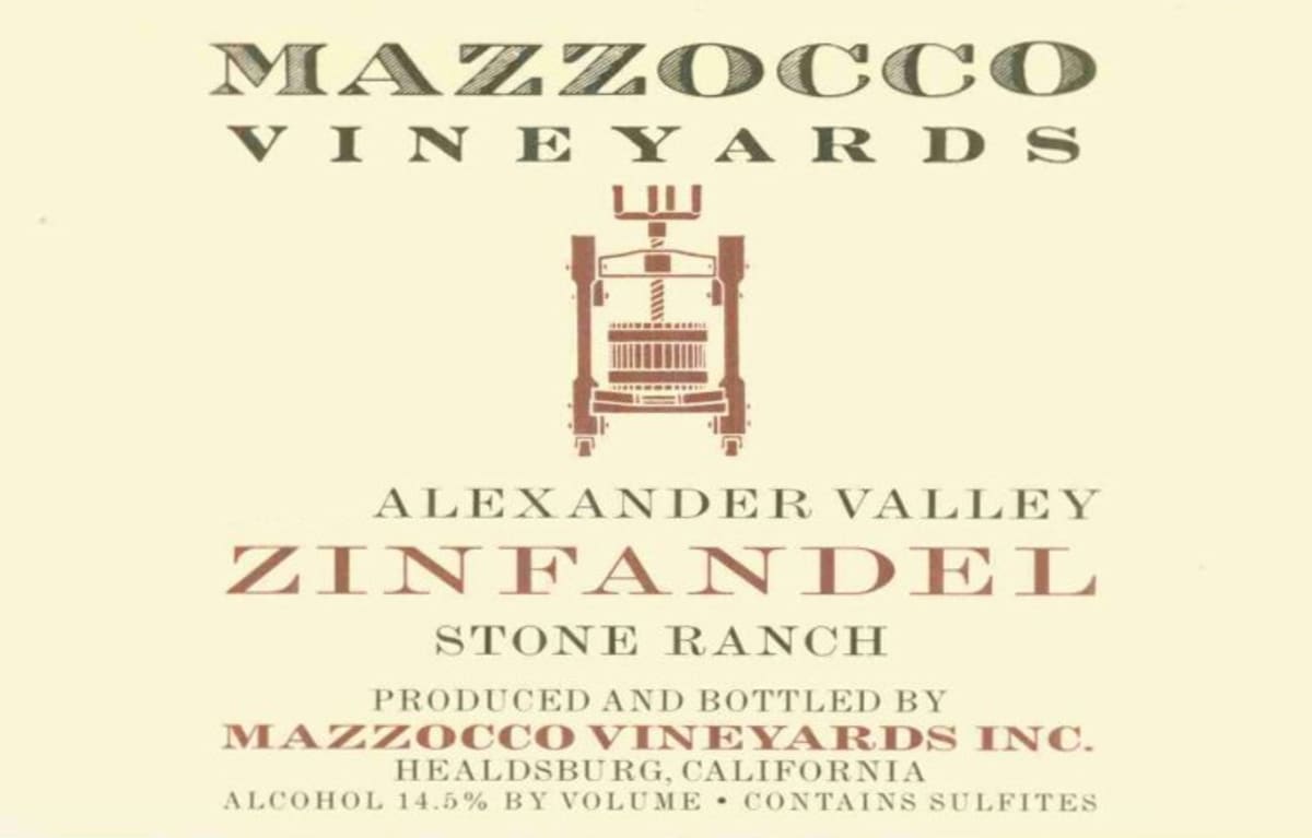 Mazzocco Stone Ranch Zinfandel 1999 Front Label