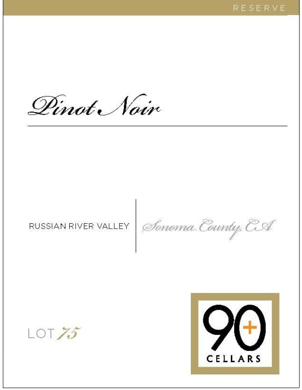 Ninety Plus Cellars Lot 75 Reserve Pinot Noir 2016 Front Label
