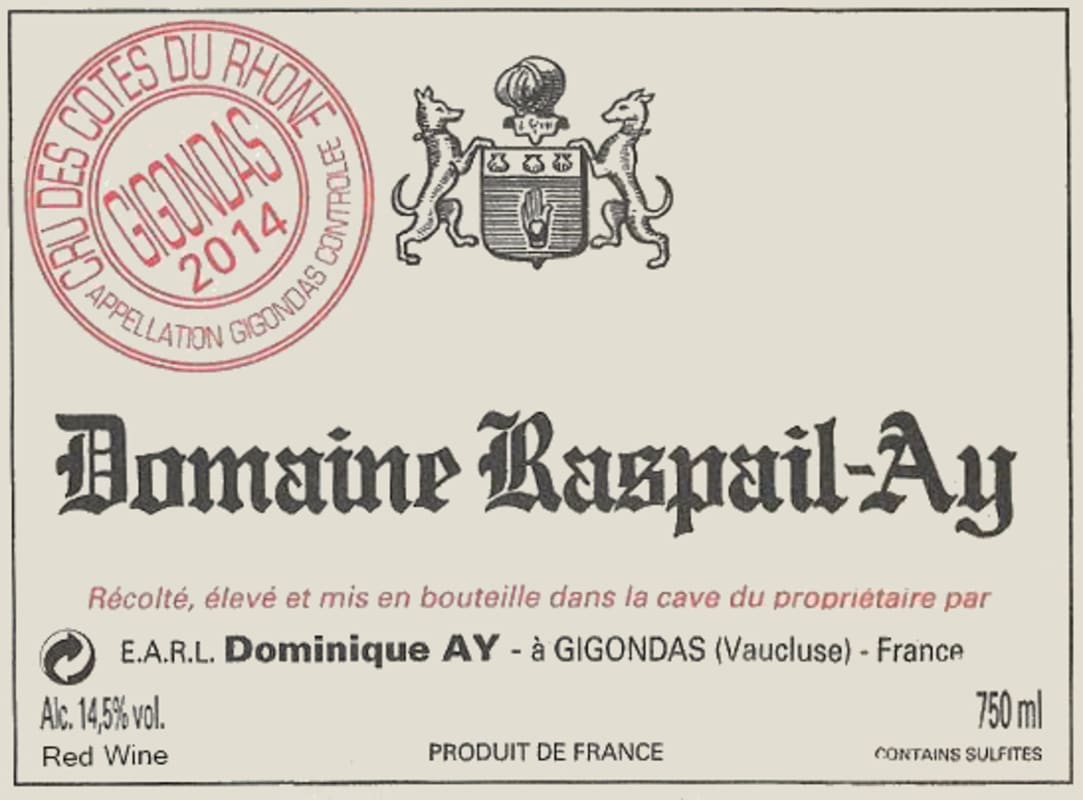 Domaine Raspail-Ay Gigondas Red 2014 Front Label