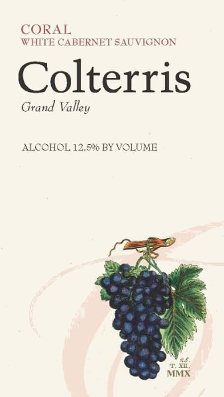 Colterris Wines Coral White Cabernet Sauvignon 2016 Front Label